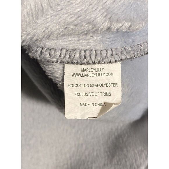 Marley Lilly Women's Monogrammed Furry Lined Sweatshirt Grey/Black Size S/M - Picture 4 of 5